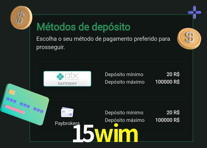 O cassino 15wim oferece uma grande variedade de métodos de pagamento